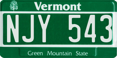 VT license plate NJY543