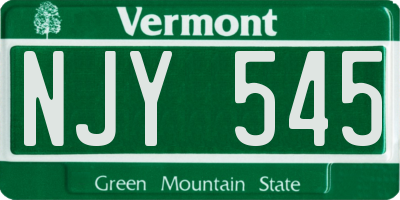 VT license plate NJY545