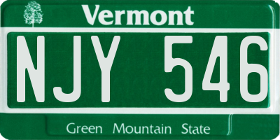 VT license plate NJY546