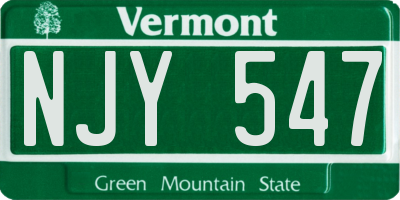 VT license plate NJY547