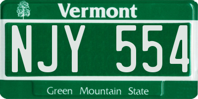 VT license plate NJY554
