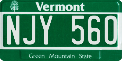 VT license plate NJY560