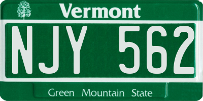 VT license plate NJY562
