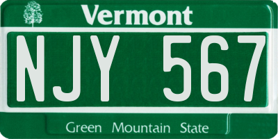 VT license plate NJY567
