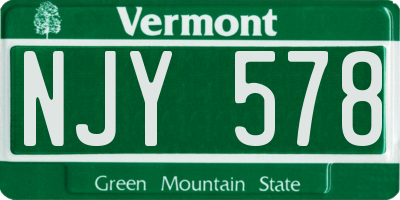 VT license plate NJY578