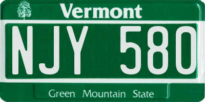 VT license plate NJY580