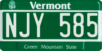 VT license plate NJY585