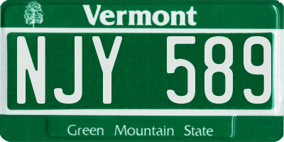 VT license plate NJY589