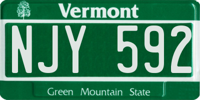 VT license plate NJY592