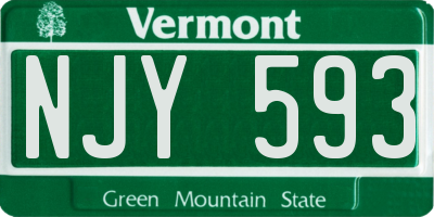 VT license plate NJY593