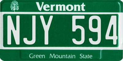 VT license plate NJY594