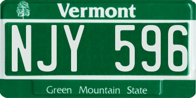 VT license plate NJY596