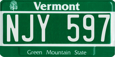 VT license plate NJY597