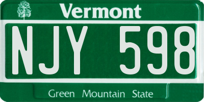 VT license plate NJY598
