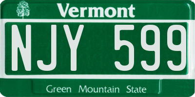 VT license plate NJY599