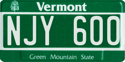 VT license plate NJY600