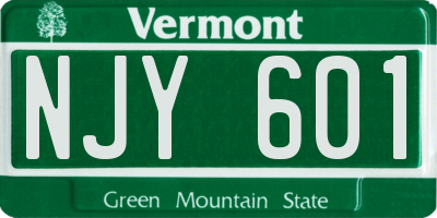 VT license plate NJY601
