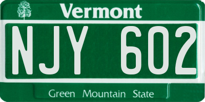 VT license plate NJY602