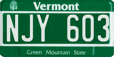 VT license plate NJY603