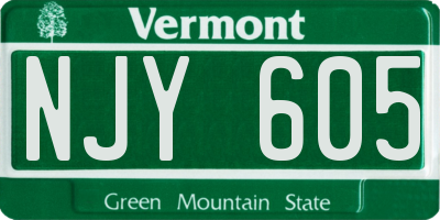 VT license plate NJY605