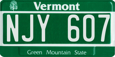 VT license plate NJY607