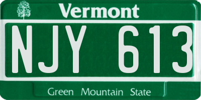VT license plate NJY613