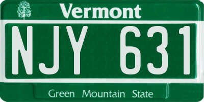 VT license plate NJY631