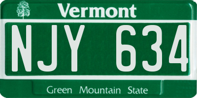 VT license plate NJY634