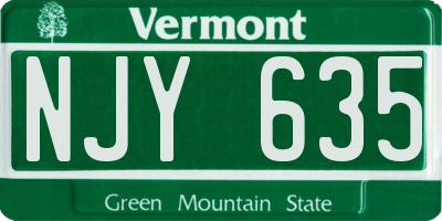VT license plate NJY635