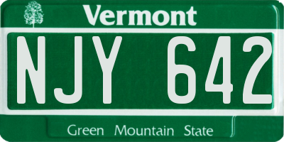 VT license plate NJY642