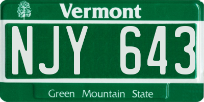 VT license plate NJY643