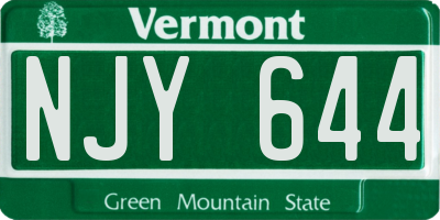 VT license plate NJY644