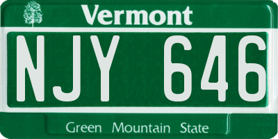 VT license plate NJY646