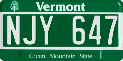 VT license plate NJY647
