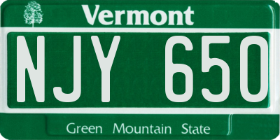 VT license plate NJY650