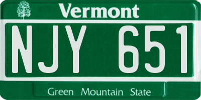 VT license plate NJY651