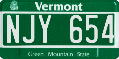 VT license plate NJY654
