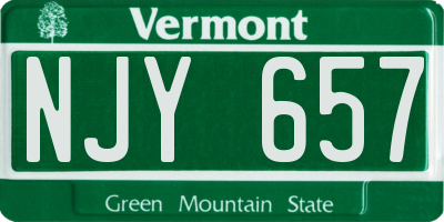 VT license plate NJY657