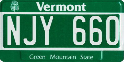 VT license plate NJY660