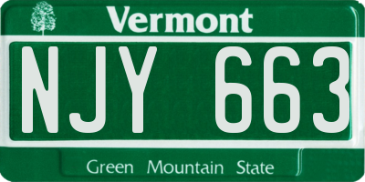VT license plate NJY663