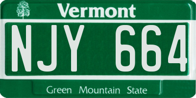 VT license plate NJY664