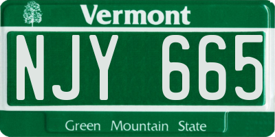 VT license plate NJY665