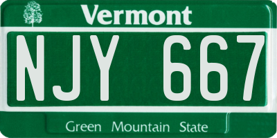 VT license plate NJY667