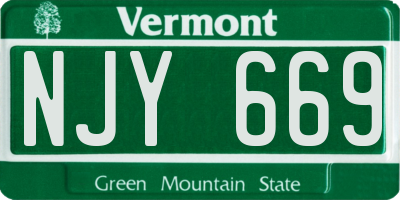 VT license plate NJY669