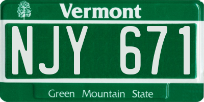 VT license plate NJY671