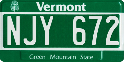 VT license plate NJY672