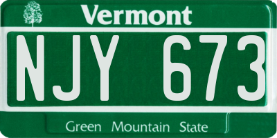VT license plate NJY673