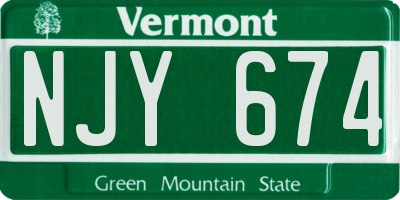 VT license plate NJY674