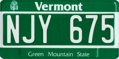 VT license plate NJY675