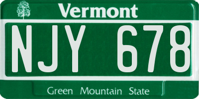 VT license plate NJY678